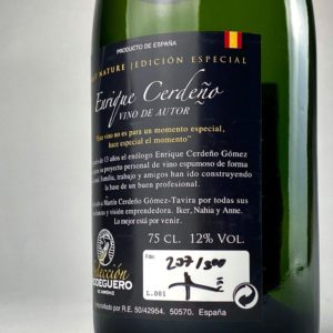 Enrique Cerdeño - Vinos de autor - Espumoso Cerdeño Brut Nature (3º Edición)